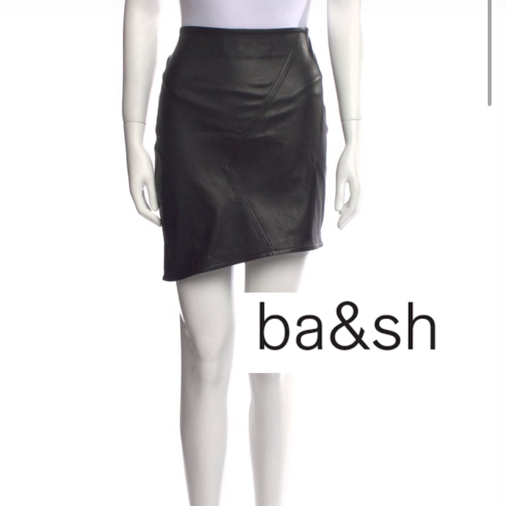 Ba&Sh Nwt Lamb Leather Black Asymmetrical Skirt